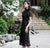 Short Sleeve Grid Pattern Lace Traditional Cheongsam Chinese Dress Evening Gown