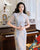 Short Sleeve Floral Lace Traditional Cheongsam Knee Length Chinese Dress