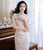 Short Sleeve Floral Tulle & Chiffon Traditional Cheongsam Chinese Dress