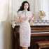 Short Sleeve Floral Tulle & Chiffon Traditional Cheongsam Chinese Dress