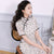 Short Sleeve Floral Tulle & Chiffon Traditional Cheongsam Chinese Dress