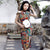 Key Hole Neck Off Shoulder Cheongsam Floral Chinese Dress Stretchy Evening Gown