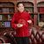 Mandarin Collar Phoenix Embroidery Velvet Traditional Chinese Jacket Father Coat