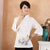 Camicia cinese cheongsam con stampa floreale con maniche alla coreana