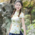 Camicia cinese con maniche ad aletta in cotone con motivo floreale cheongsam