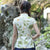Camicia cinese con maniche ad aletta in cotone con motivo floreale cheongsam