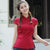 Cap Sleeve Signature Cotton Traditional Cheongsam Top Chinese Shirt