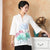 Blusa china con top tradicional cheongsam con estampado de loto y manga mandarina