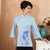 Camicia cinese tradizionale con stampa di loto con maniche alla coreana, top in cheongsam