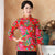 Camisa china con top tradicional cheongsam con estampado floral y fénix de manga mandarina