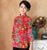 Chemise chinoise traditionnelle à haut cheongsam à imprimé phoenix et fleurs à manches mandarines