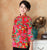 Chinesisches Hemd mit Mandarinärmeln und Phönix- und Blumendruck traditionelles Cheongsam-Oberteil