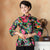 Camisa china con top tradicional cheongsam con estampado floral y fénix de manga mandarina