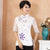 Camisa china con bordado floral de manga de ilusión tradicional Cheongsam superior