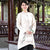 Signature Cotton Chinese Style Coat with Lotus Chinese Painting