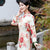 Langärmliges Cheongsam Qipao Kleid aus Baumwolle mit Blumenmuster