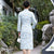 Long Sleeve Floral Signature Cotton Cheongsam Qipao Dress