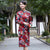 Traditionelles, charakteristisches chinesisches Cheongsam-Kleid aus Baumwolle mit langen Ärmeln und Blumen