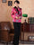 V Neck Brocade Tradtional Chinese Jacket with Butterfly Button