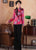 V Neck Brocade Tradtional Chinese Jacket with Butterfly Button