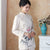 Traditionelle chinesische Bluse aus Baumwolle mit Lotus-Print Signatur