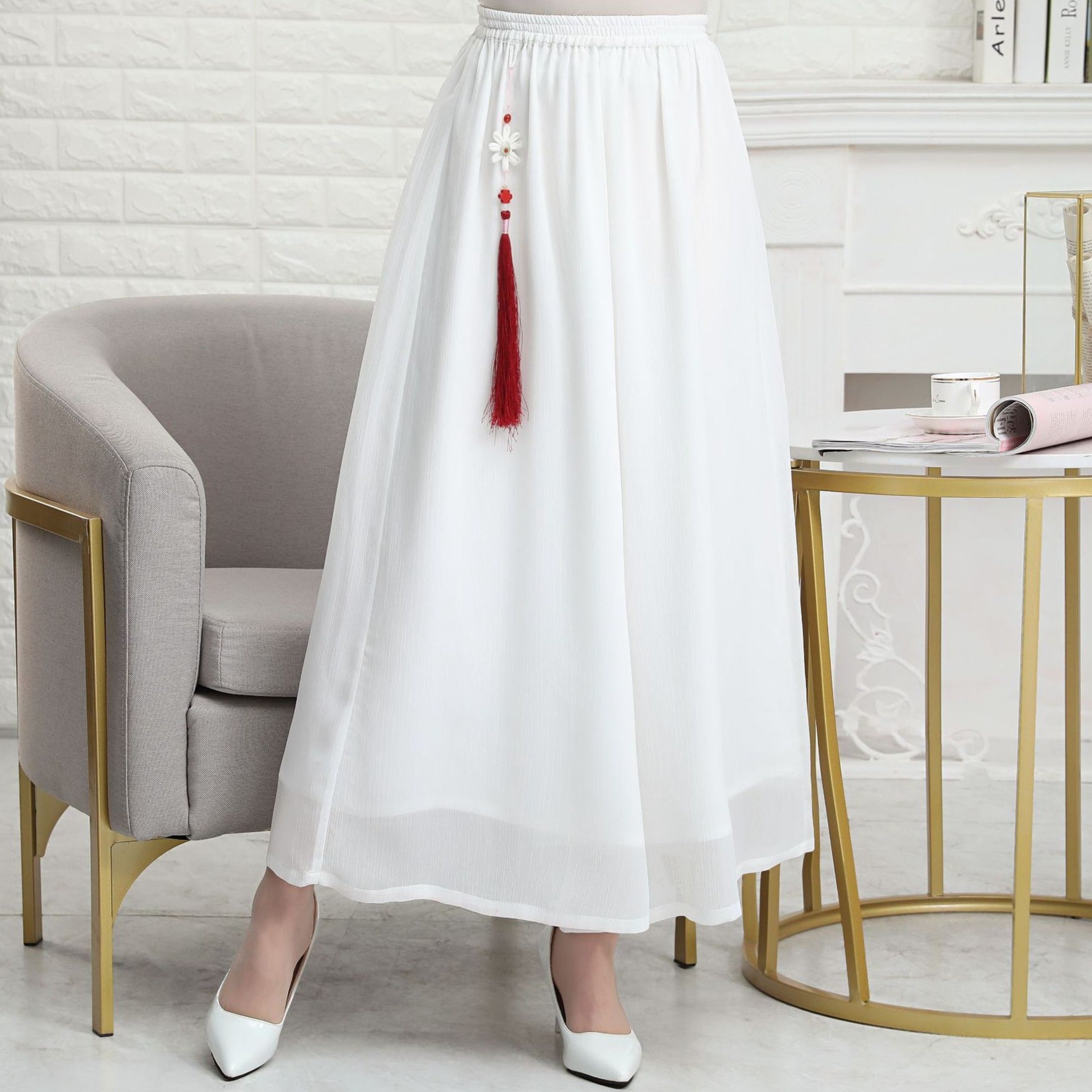 Full Length Chinese Style Chiffon Pantskirt – IDREAMMART