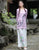 Camisa floral de estilo chino con manga mandarina y cuello en V con botones de correa