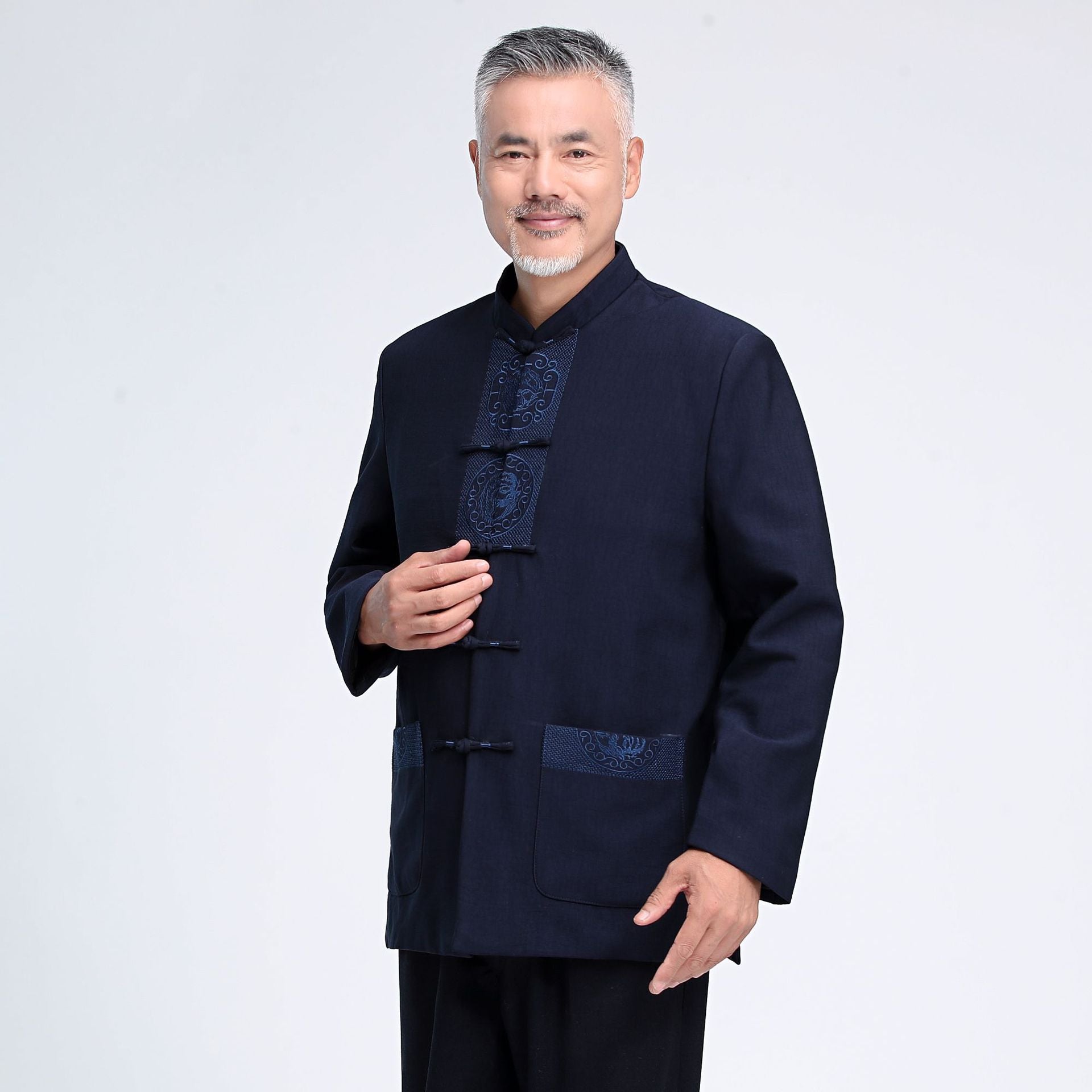 Auspicious Pattern Signature Cotton Traditional Chinese Jacket with St