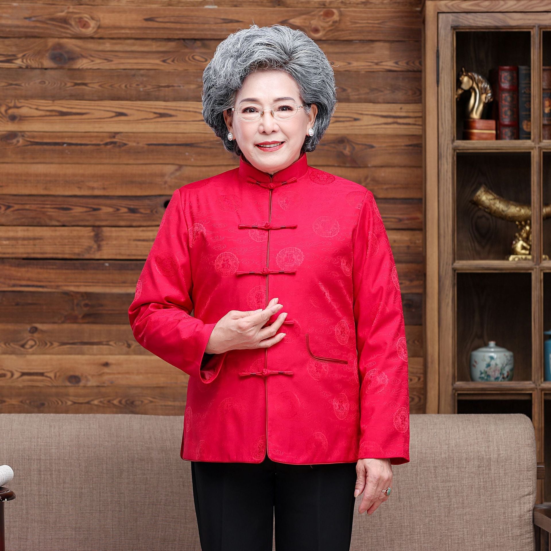 Mandarin Collar Auspicious Pattern Traditional Chinese