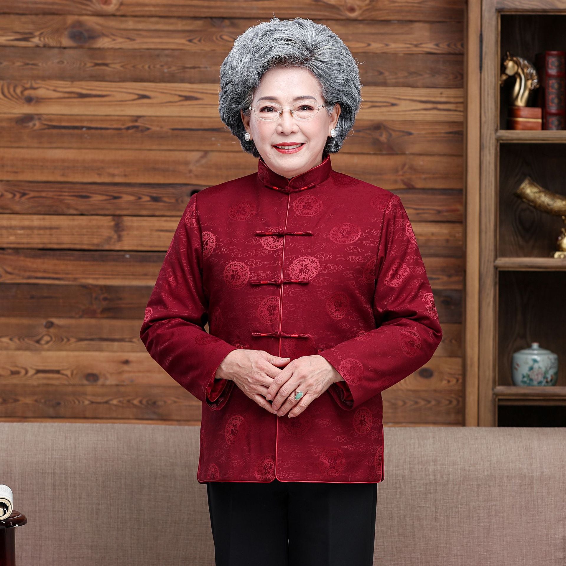 Mandarin Collar Auspicious Pattern Traditional Chinese Jacket