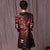 Vestido de madre de estilo chino de lino floral con cuello en V y manga 3/4 de talla grande