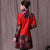 Long Sleeve Floral Chinese Style Wind Coat with Strap Buttons