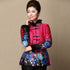 Pelzkragen & Bündchen Blumen-Leinen im chinesischen Stil Wattierter Mantel für Damen