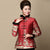 Cappotto imbottito da donna in lino floreale in stile cinese con collo e polsini in pelliccia
