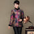 Manteau matelassé pour femmes avec col en fourrure et poignets en lin floral de style chinois