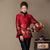Manteau matelassé pour femmes avec col en fourrure et poignets en lin floral de style chinois