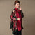 Cappotto a vento stile cinese in lino e seta floreale con apertura frontale