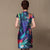 Knee Length Peony Pattern Silk & Linen Cheongsam Chinese Dress