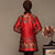 Floral Silk & Linen Chinese Style Long Women's Wadded Coat