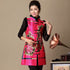 Collo e polsini in pelliccia Gilet da donna floreale in seta e lino stile cinese