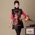 Cuello de piel y puños Seda y lino Chaleco de mujer floral de estilo chino
