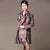 Abrigo de viento para mujer estilo chino floral de seda y lino