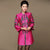 Vestido de madre estilo chino de seda y lino con manga mandarina y talla grande