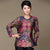 Round Neck Long Sleeve Floral Linen Chinese Style Women's Coat