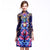 High Neck 3/4 Sleeve Oriental Style Floral Dress