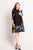 Mini-robe trapèze moderne à motif de grues et de vagues Cheongsam