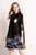 Mini-robe trapèze moderne à motif de grues et de vagues Cheongsam