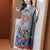 Gefalteter Blumendruck Reverskragen Chinesischer Stil Freizeitkleid Boho Kleid