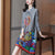 Folded Floral Print Lapel Collar Chinese Style Casual Dress Boho Dress