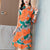 3/4 Sleeve Folded Floral Print Chinese Style Casual Dress Boho Dress